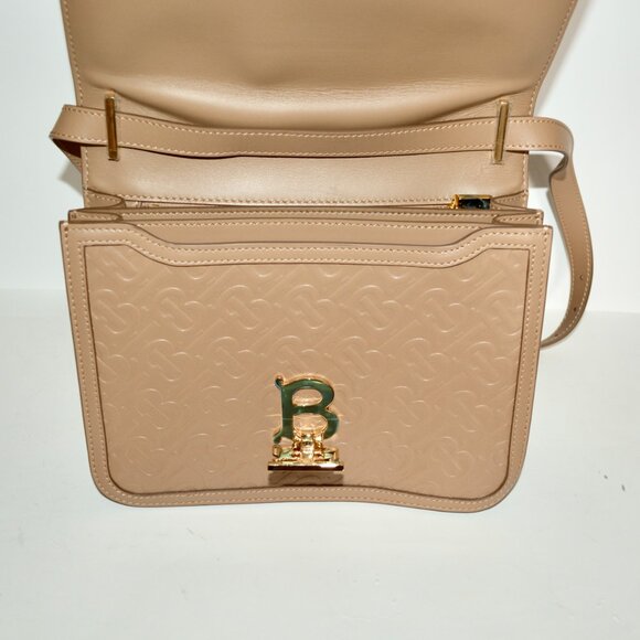 NWT BURBERRY CROSSBODY CALFSKIN EMBOSSED MONOGRAM MEDIUM TB BAG - Picture 10 of 12